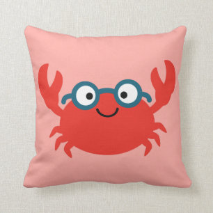 Cute Specky Crab Illustration Throw Pillow