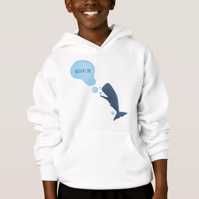 Cute sperm whale blowing bubbles cartoon (Front)