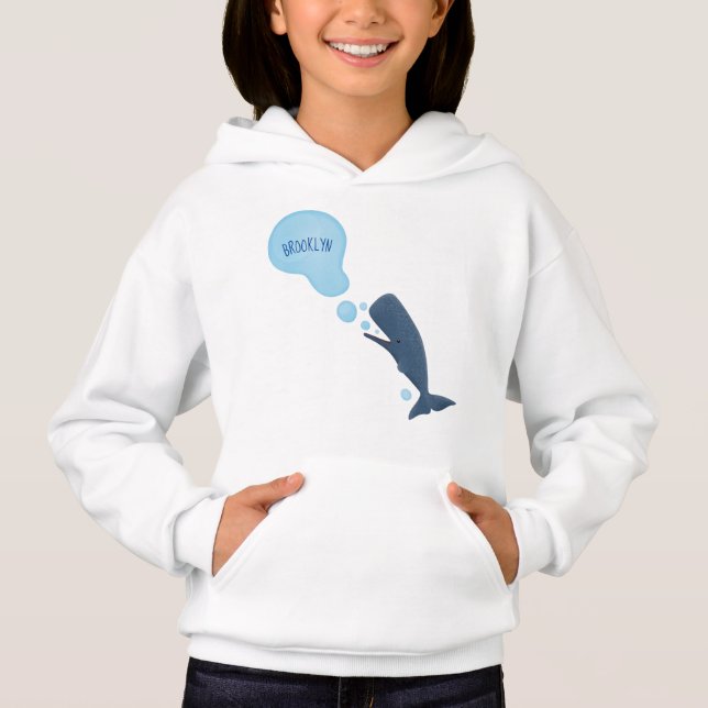 Cute sperm whale blowing bubbles cartoon (Front)