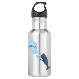 Cute sperm whale blowing bubbles cartoon 532 ml water bottle