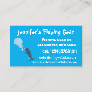 Cute sperm whale blowing bubbles cartoon business card
