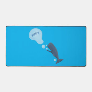 Cute sperm whale blowing bubbles cartoon desk mat