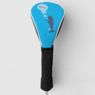 Cute sperm whale blowing bubbles cartoon golf head cover