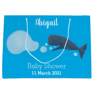 Cute sperm whale blowing bubbles cartoon  large gift bag