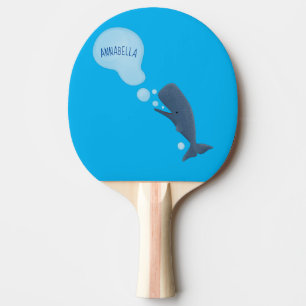 Cute sperm whale blowing bubbles cartoon ping pong paddle