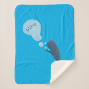 Cute sperm whale blowing bubbles cartoon  sherpa blanket