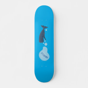 Cute sperm whale blowing bubbles cartoon skateboard