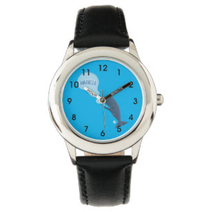 Cute sperm whale blowing bubbles cartoon watch