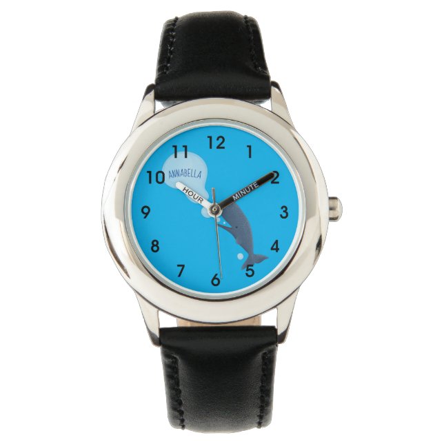 Cute sperm whale blowing bubbles cartoon watch (Front)