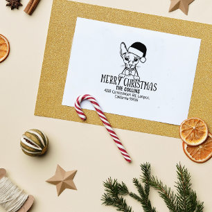 Cute Sphinx Cat Return Address Christmas Rubber Stamp