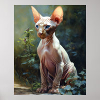 Cute Sphynx Art Chat Imprimer Poster