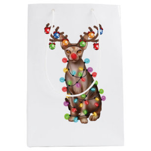 Cute Sphynx Cat Lover Funny Xmas Holiday Gift Medium Gift Bag