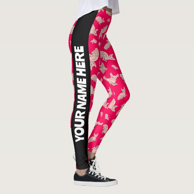 Cute Sphynx cat, pink Leggings (Right)
