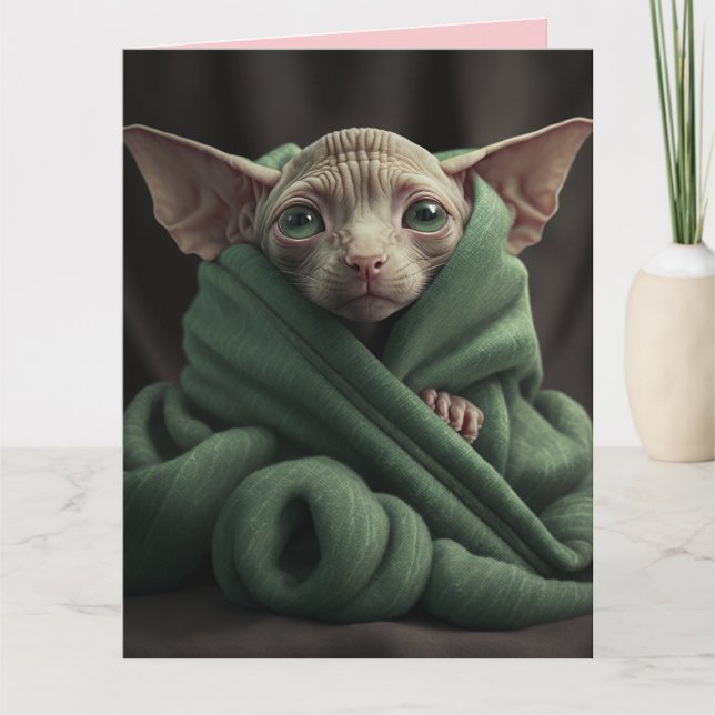  CUTE SPHYNX HAIRLESS CAT BIG VALENTINE'S DAY CARD (Front)