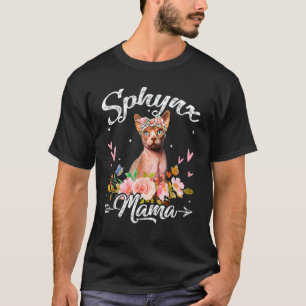 Cute Sphynx Mama Cat Mom Flowers Cat Day T-Shirt