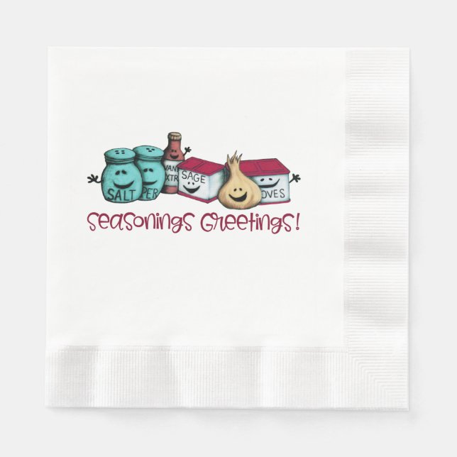 Cute Spices Seasonings Greetings Napkin (Front)