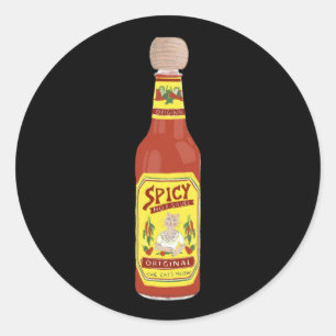 Cute Spicy Cats hot sauce illustration black Classic Round Sticker