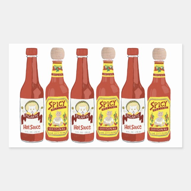 Cute Spicy Cats hot sauces illustration white Sticker (Front)