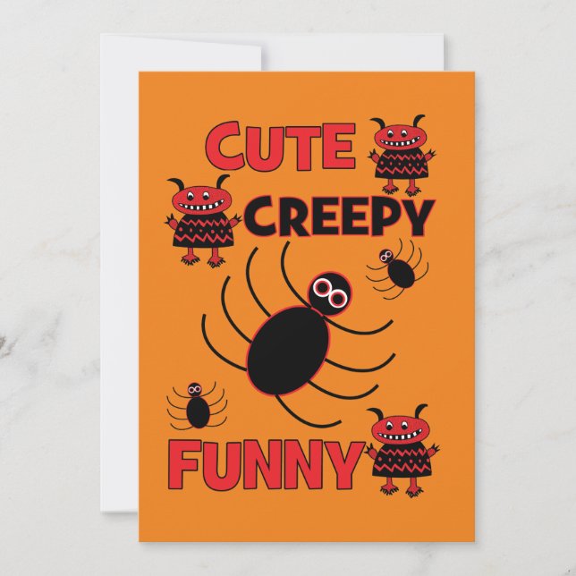 Cute Spider Funny  Creepy Halloween Party Holiday Invitation (Front)