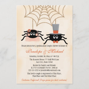 Cute Spider Halloween Couples Shower Invitation