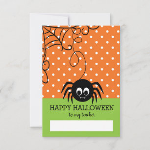 Cute Spider Happy Halloween Teacher Card