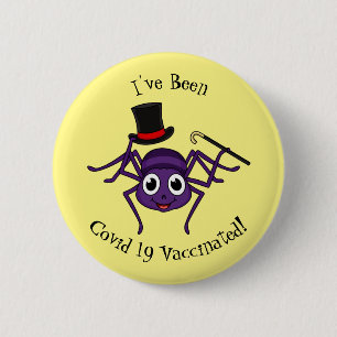 Cute spider in top hat cartoon 2 inch round button
