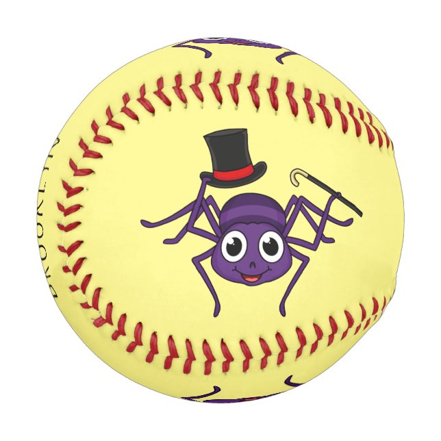 Cute spider in top hat cartoon baseball (Front Left)