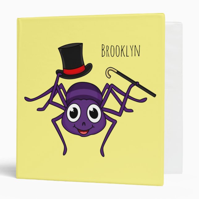 Cute spider in top hat cartoon binder (Front/Inside)