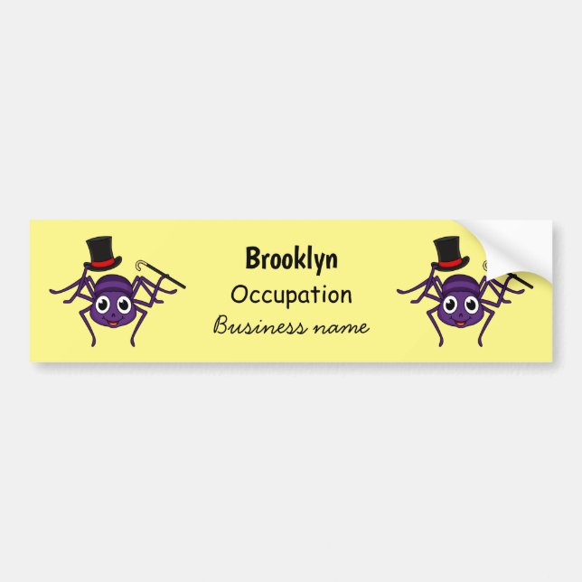 Cute spider in top hat cartoon bumper sticker (Front)