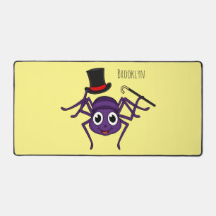 Cute spider in top hat cartoon desk mat