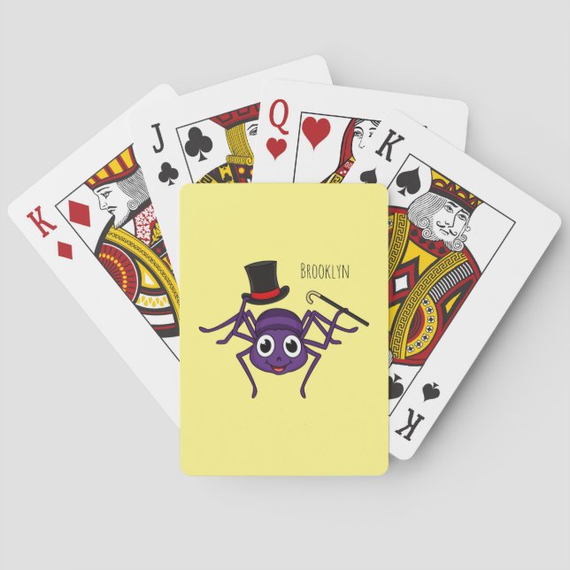 Cute spider in top hat cartoon playing cards (Back)