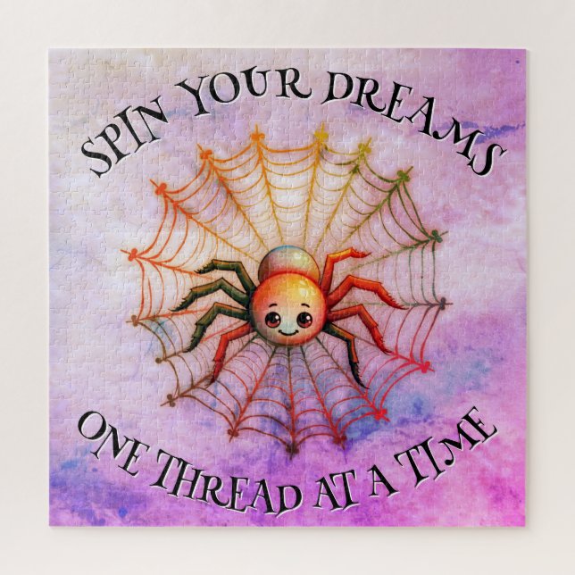 Cute Spider Inspirational Quote Monogram on pink | Jigsaw Puzzle (Vertical)