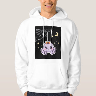 Cute Spider On Sparkly Web Hoodie