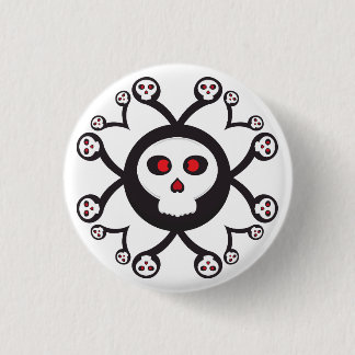 cute spider skull cartoon 1 inch round button