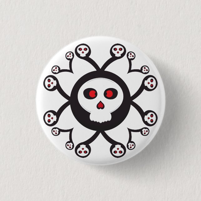 cute spider skull cartoon 1 inch round button (Front)