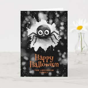 Cute Spider Web Happy Halloween Card