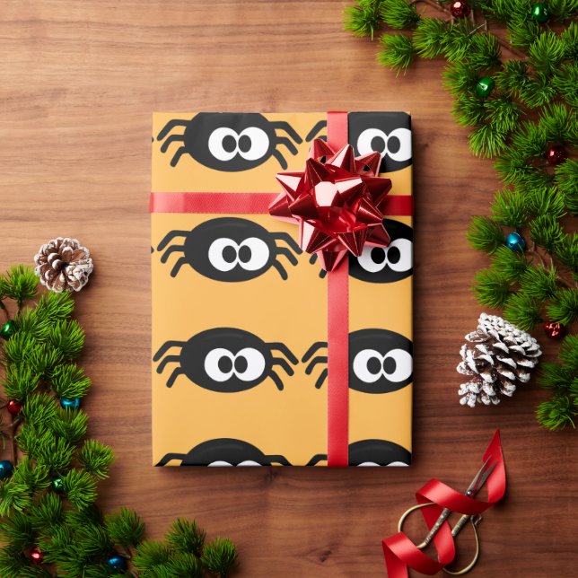 Cute Spiders Halloween Yellow Wrapping Paper (Holiday Gift)