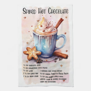 Cute Spiked Hot Chocolate Christmas Drink Recipe Kitchen Towel