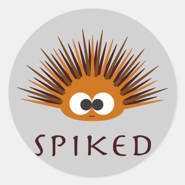 Cute Spiked Orange Sea Urchin Classic Round Sticker (Front)