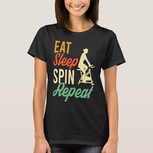 Cute Spin Instructor Spinning Cycle Bike Spinner W T-Shirt (Front)
