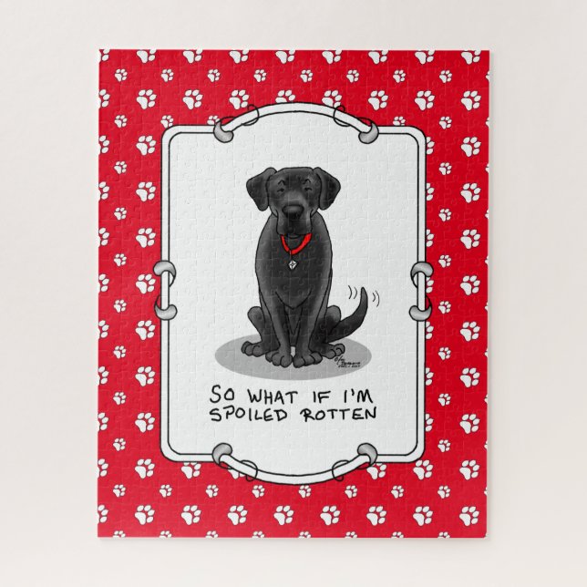 Cute Spoiled Rotten Black Labrador Retriever Dog Jigsaw Puzzle (Vertical)