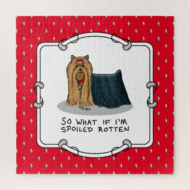 Cute Spoiled Rotten Yorkshire Terrier (Yorkie) Jigsaw Puzzle (Vertical)