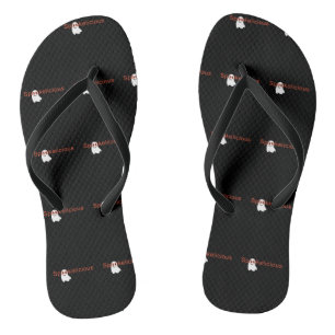 Cute Spookelicious Eye Glasses Smiling Ghost Flip Flops