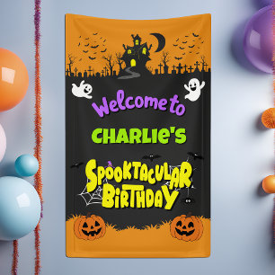 Cute Spooktacular Halloween Birthday Party Welcome Banner