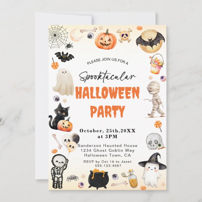 Cute Spooktacular Halloween Party Invitation (Front)