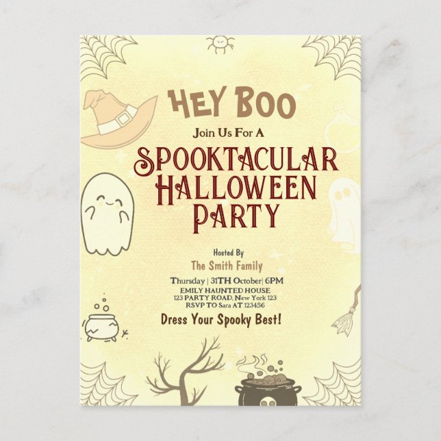 Cute Spooktacular Halloween Party Invitation Postcard (Front)
