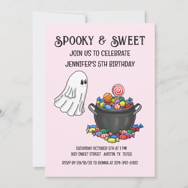 Cute Spooky and Sweet Halloween Invitation (Front)