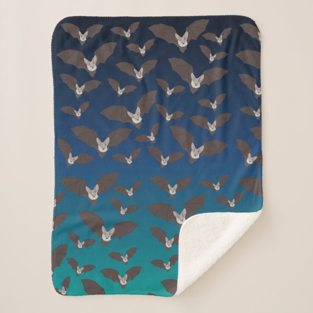 Cute Spooky Bat Pattern  Sherpa Blanket (Front)