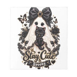 Cute & Spooky Black Cat Halloween Design Notepad