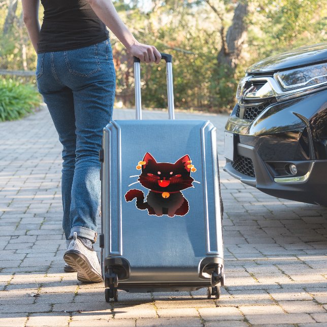 Cute Spooky Black Cat with Bells Classic T-Shirt (Suitcase Insitu)